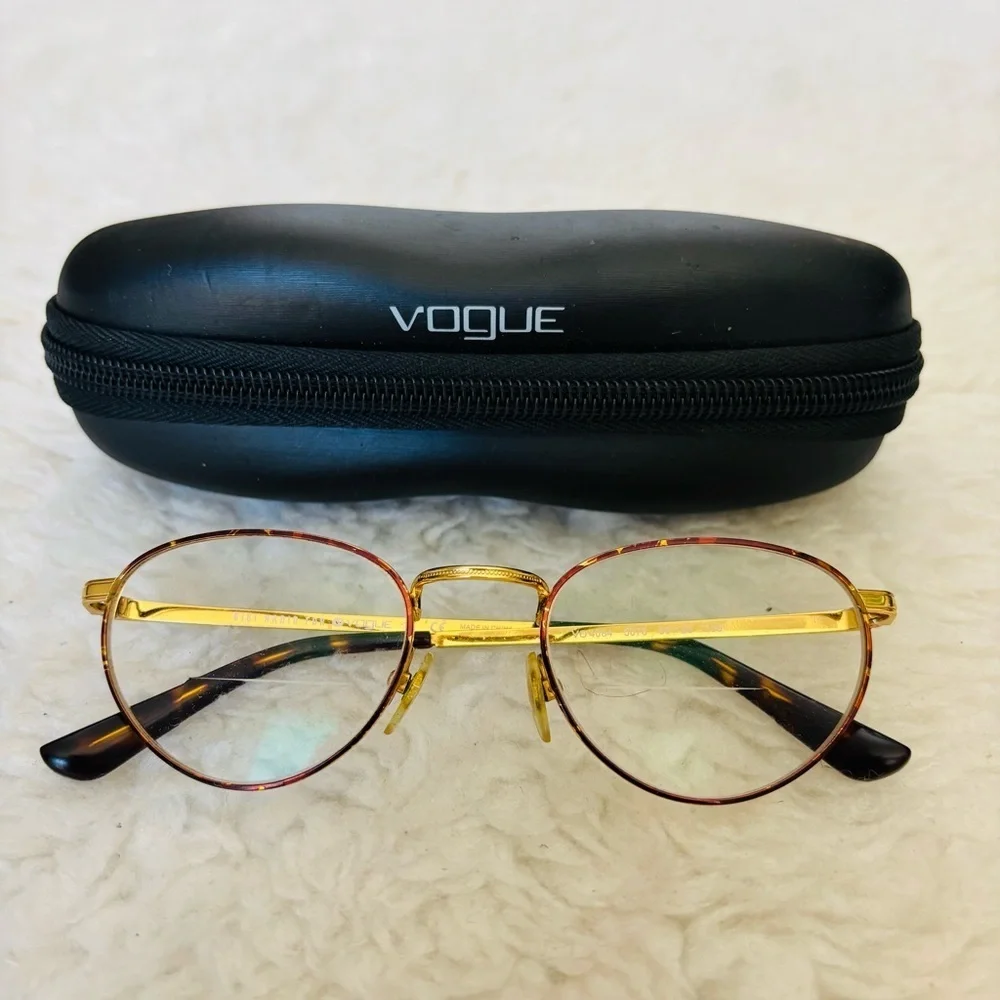 Vogue Gold and Brown Tortoiseshell Glasses Frame Only with Black Case